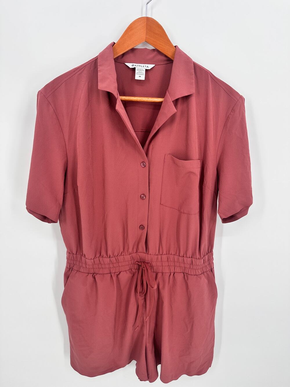 ATHLETA Avenue Tie Waist Button Down Romper Jumpsuit // M